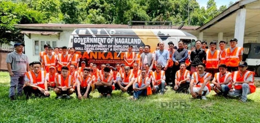 Trainees and officials during the inaugural of the 6th Lap Demand Driven Skill Development Training in Construction Sector for Multi Skill Technician at Sanis Town under Wokha district at ADC Hq on July 11. (DIPR Photo)